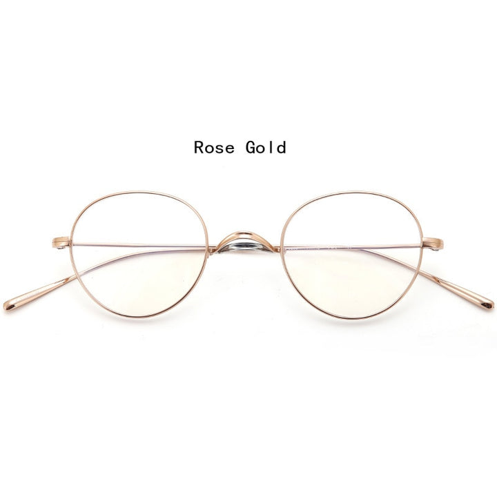 Muzz Unisex Full Rim Round Oval Titanium Frame Eyeglasses Mmmm1241 Full Rim Muzz Rose Gold