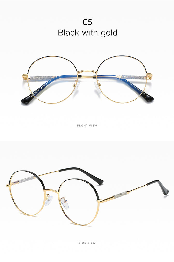 Hotony Women's Full Rim Round Alloy Frame Eyeglasses 95818 Full Rim Hotony