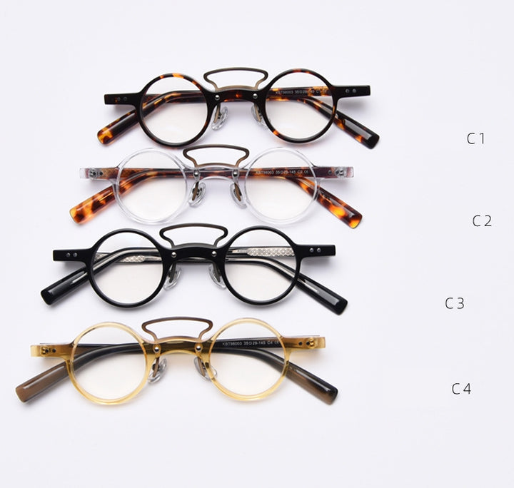 CCspace Unisex Full Rim Round Acetate Punk Double Bridge Frame Eyeglasses 49805 Full Rim CCspace