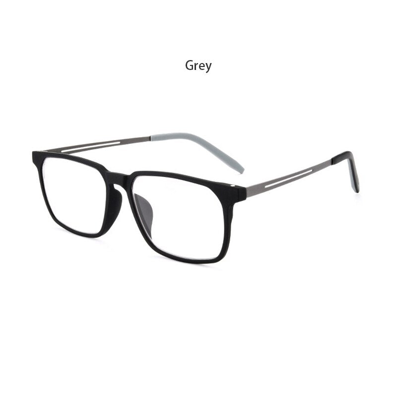 Hdcrafter Men's Full Rim Square Tr 90 Titanium Frame Eyeglasses 1601 Full Rim Hdcrafter Eyeglasses gray