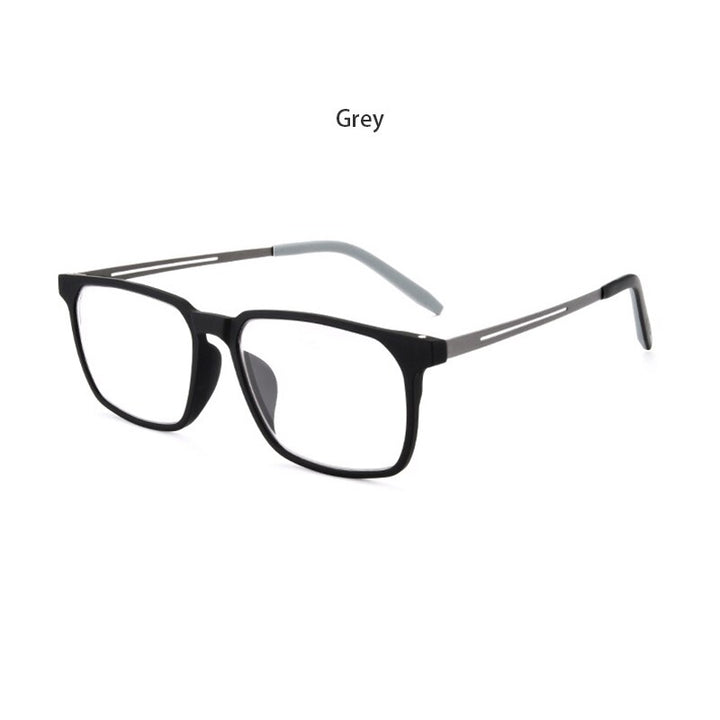 Hdcrafter Men's Full Rim Square Tr 90 Titanium Frame Eyeglasses 1601 Full Rim Hdcrafter Eyeglasses gray
