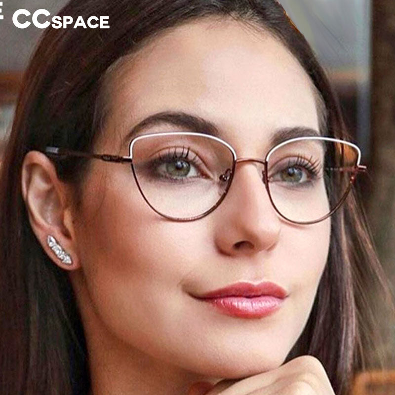 CCspace Unisex Full Rim Cat Eye Alloy Frame Eyeglasses 45969 Full Rim CCspace