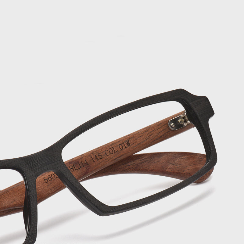 Hdcrafter Men's Full Rim Rectangle Wood Frame Eyeglasses 5603 Full Rim Hdcrafter Eyeglasses