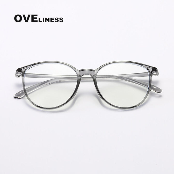 Oveliness Unisex Full Rim Round Square Tr 90 Titanium Eyeglasses 8075 Full Rim Oveliness grey