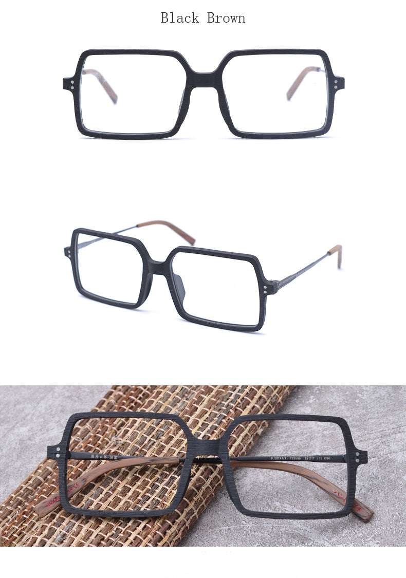 Hdcrafter Unisex Full Rim Oversized Square Wood Frame Eyeglasses Ft8890 Full Rim Hdcrafter Eyeglasses