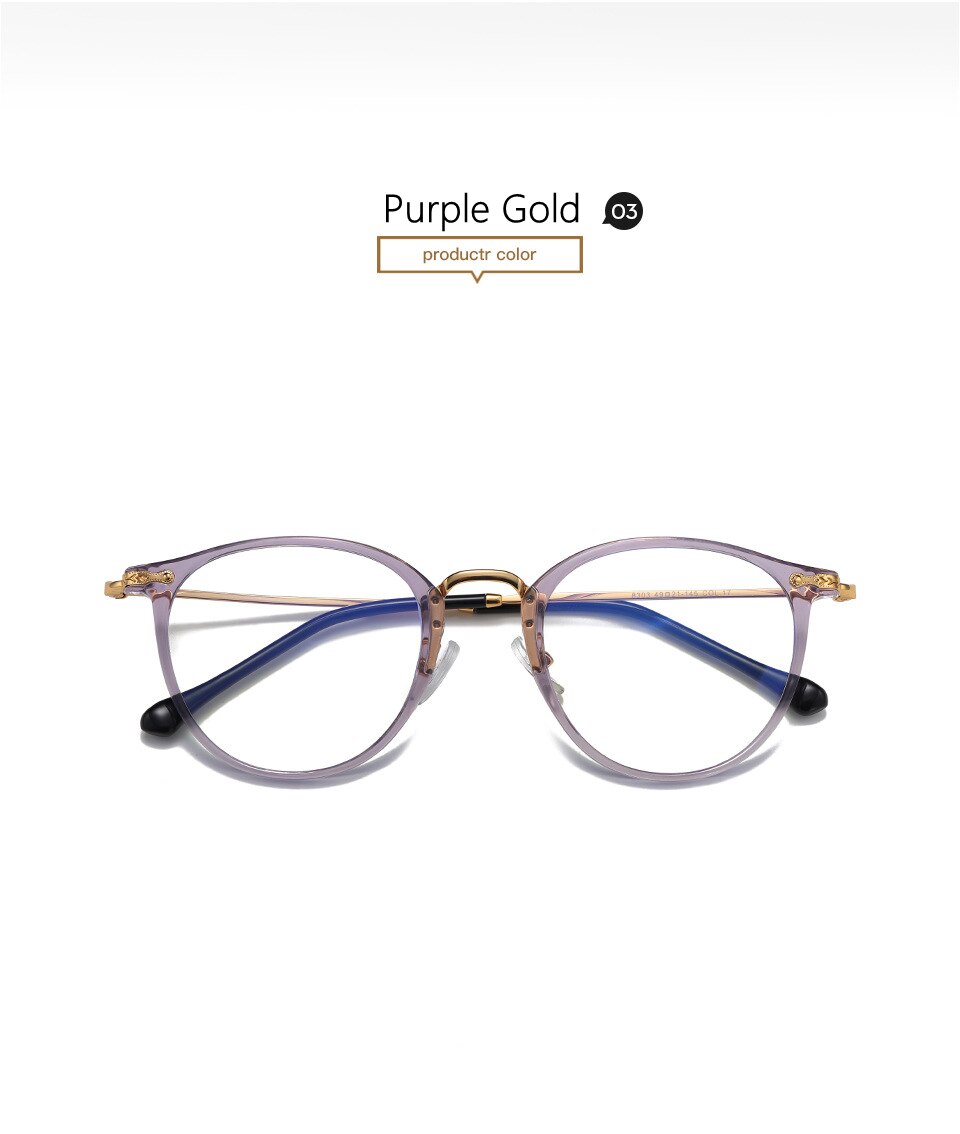 Yimaruili Women's Full Rim Round Resin Metal Frame Eyeglasses 8303 Full Rim Yimaruili Eyeglasses