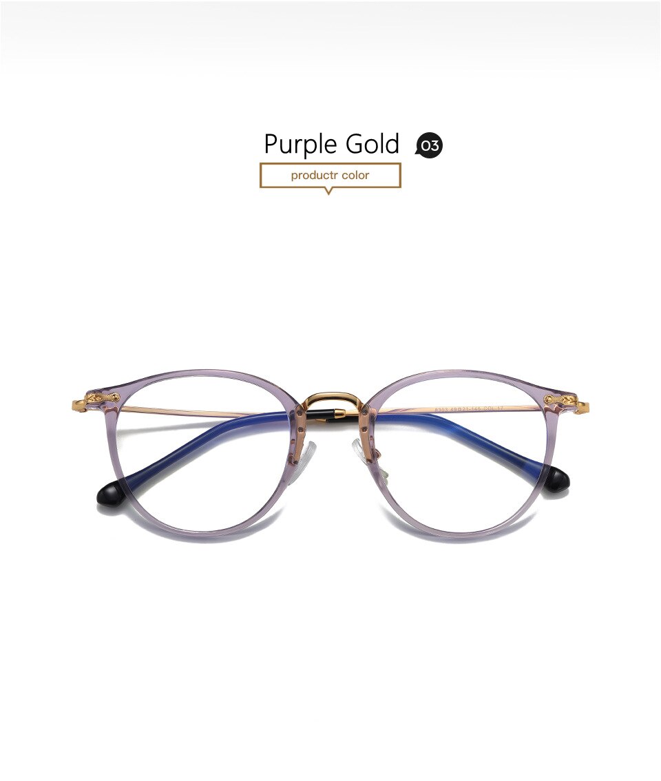 Yimaruili Women's Full Rim Round Resin Metal Frame Eyeglasses 8303 Full Rim Yimaruili Eyeglasses   