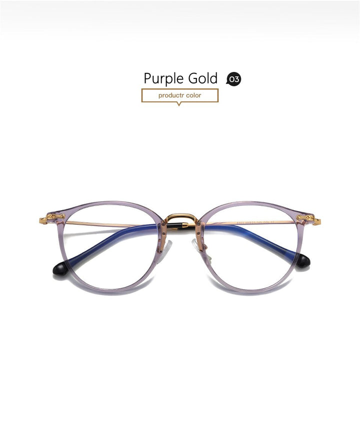 Yimaruili Women's Full Rim Round Resin Metal Frame Eyeglasses 8303 Full Rim Yimaruili Eyeglasses