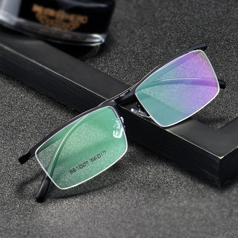 Gmei Men's Eyeglasses Browline Half Rim Metal Alloy S61007 Semi Rim Gmei Optical