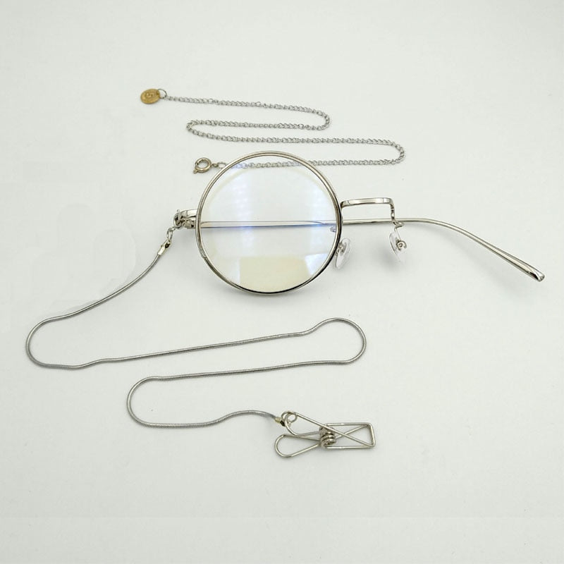 Yujo Unisex Full Rim Round Alloy Cosplay Lolita Style Monocle 2359 Monocle Yujo Silver right eye China