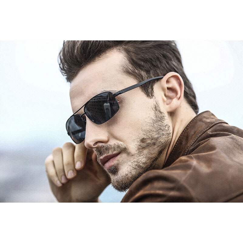 Reven Jate Men's Full Rim Rectangle Alloy Polarized Sunglasses 2458 Sunglasses Reven Jate