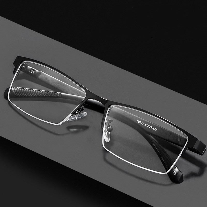 Yimaruili Men's Semi Rim Alloy Frame Eyeglasses 89033 Semi Rim Yimaruili Eyeglasses