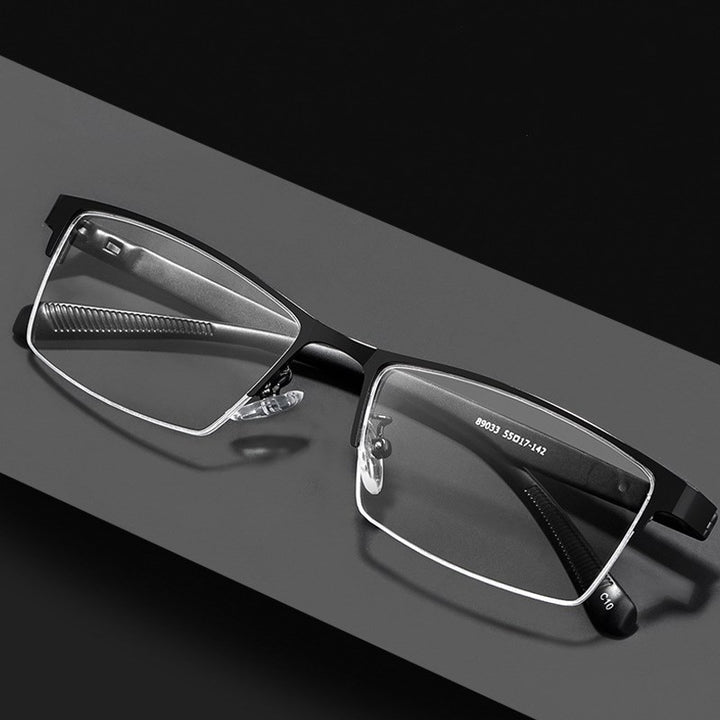 Yimaruili Men's Semi Rim Alloy Frame Eyeglasses 89033 Semi Rim Yimaruili Eyeglasses