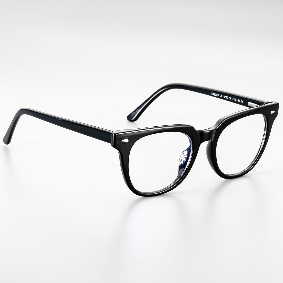 CCspace Unisex Full Rim Oval Square Tr 90 Titanium Frame Eyeglasses 51026 Full Rim CCspace black
