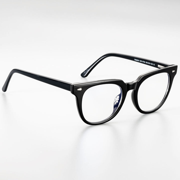 CCspace Unisex Full Rim Oval Square Tr 90 Titanium Frame Eyeglasses 51026 Full Rim CCspace black