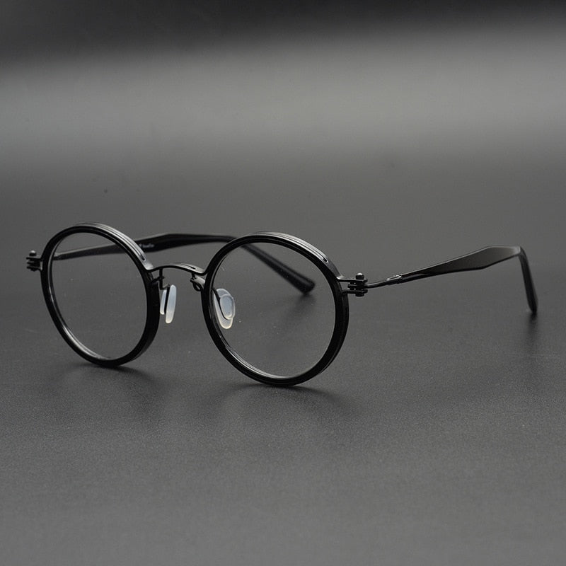 Gatenac Unisex Full Rim Round Handcrafted Acetate Alloy Frame Eyeglasses Gxyj07 Full Rim Gatenac 2