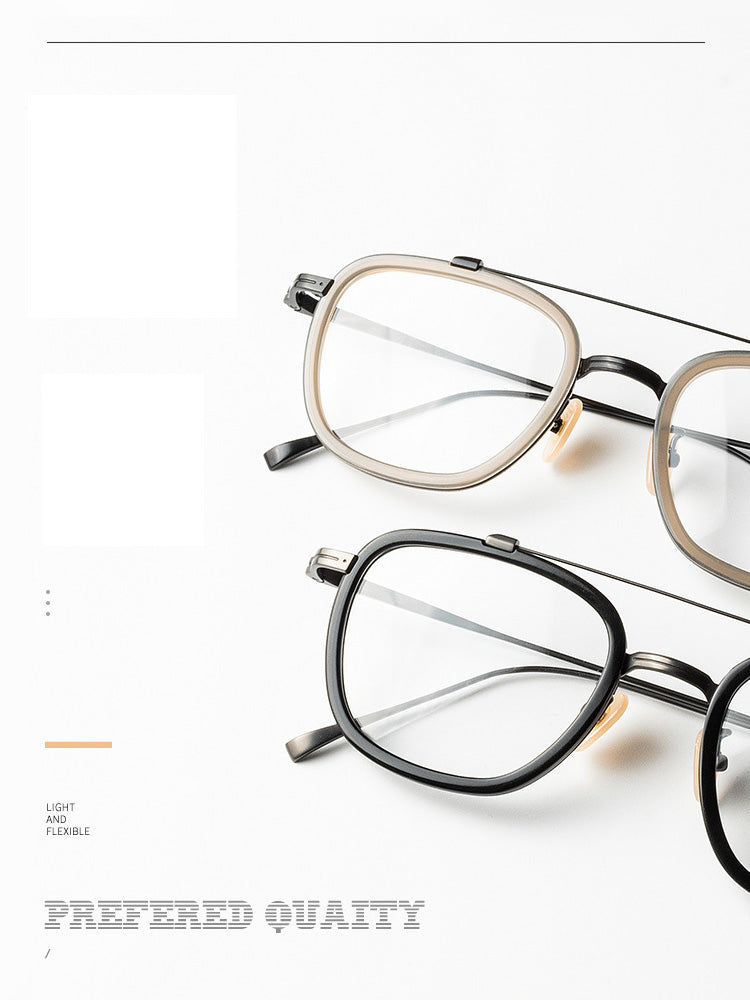 Muzz Unisex Full Rim Square Titanium Acetate Frame Eyeglasses 5209 Full Rim Muzz