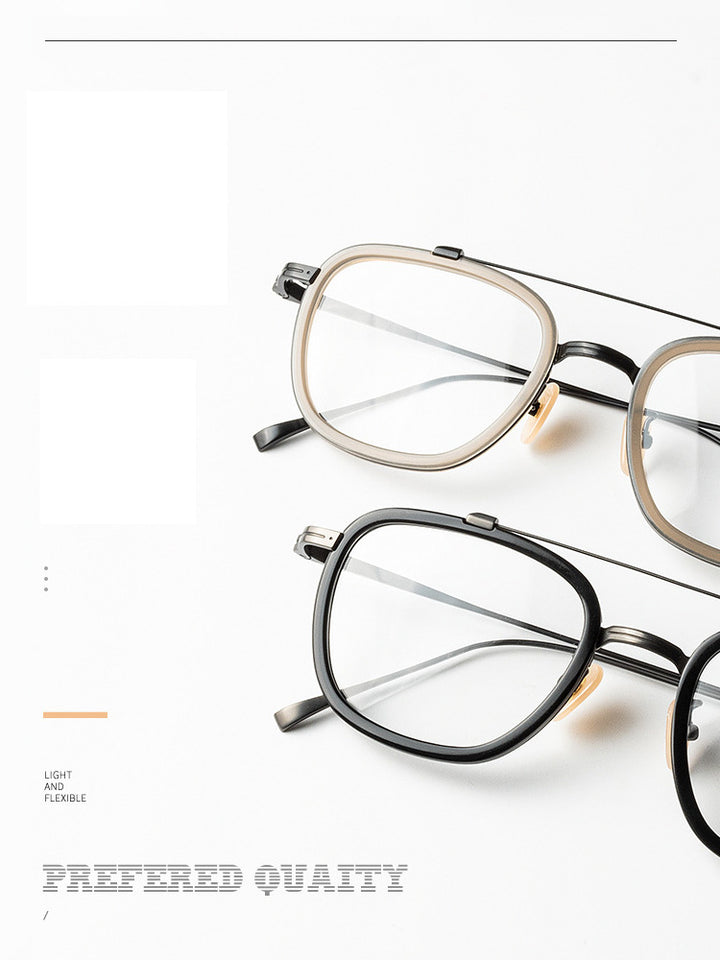 Muzz Unisex Full Rim Square Titanium Acetate Frame Eyeglasses 5209 Full Rim Muzz