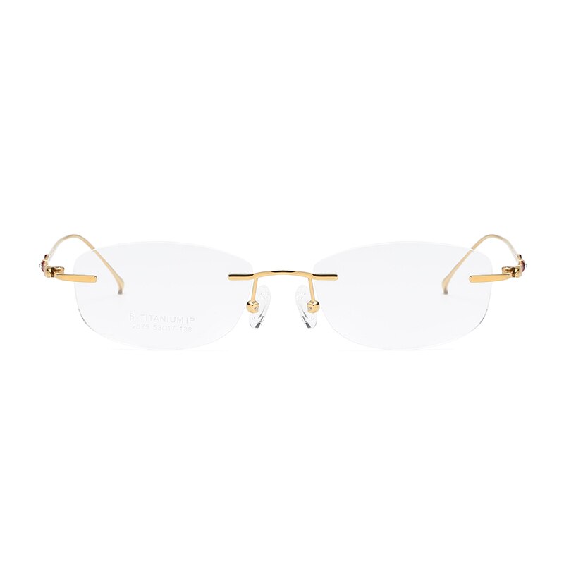 Zirosat 2879 Women's Eyeglasses Titanium Rimless Diamond Trimmed Rimless Zirosat