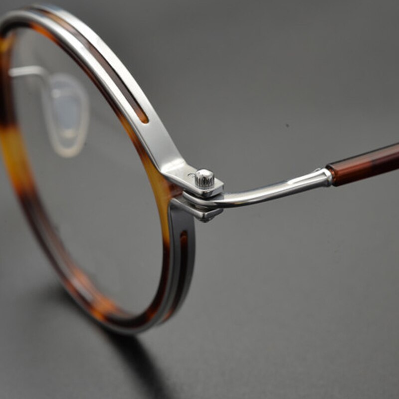 Gatenac Unisex Full Rim Round Handcrafted Acetate Alloy Frame Eyeglasses Gxyj07 Full Rim Gatenac