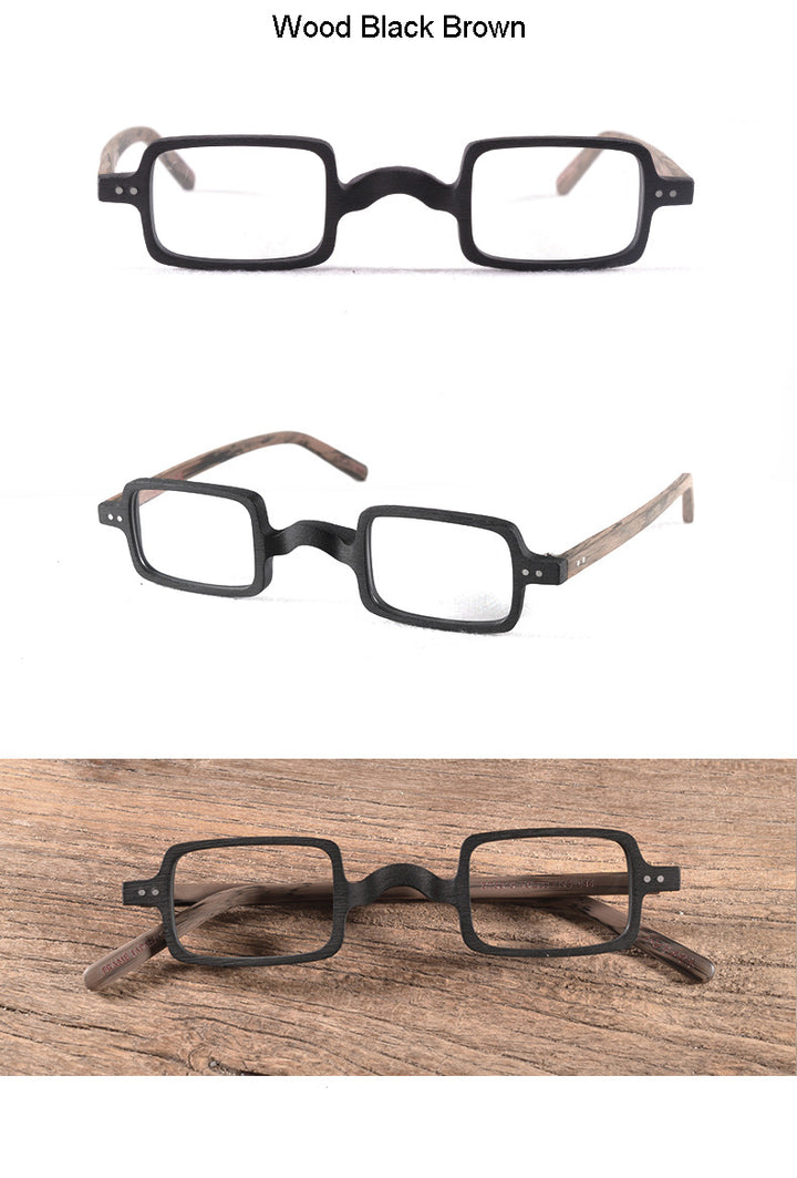 Hdcrafter Unisex Full Rim Square Acetate Wood Frame Eyeglasses Ft6016 Full Rim Hdcrafter Eyeglasses