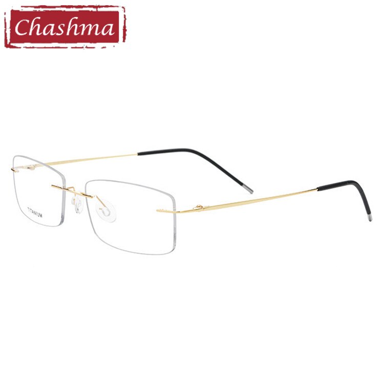 Chashma Men's RImless Rectangle Titanium Eyeglasses 3127 Rimless Chashma Gold