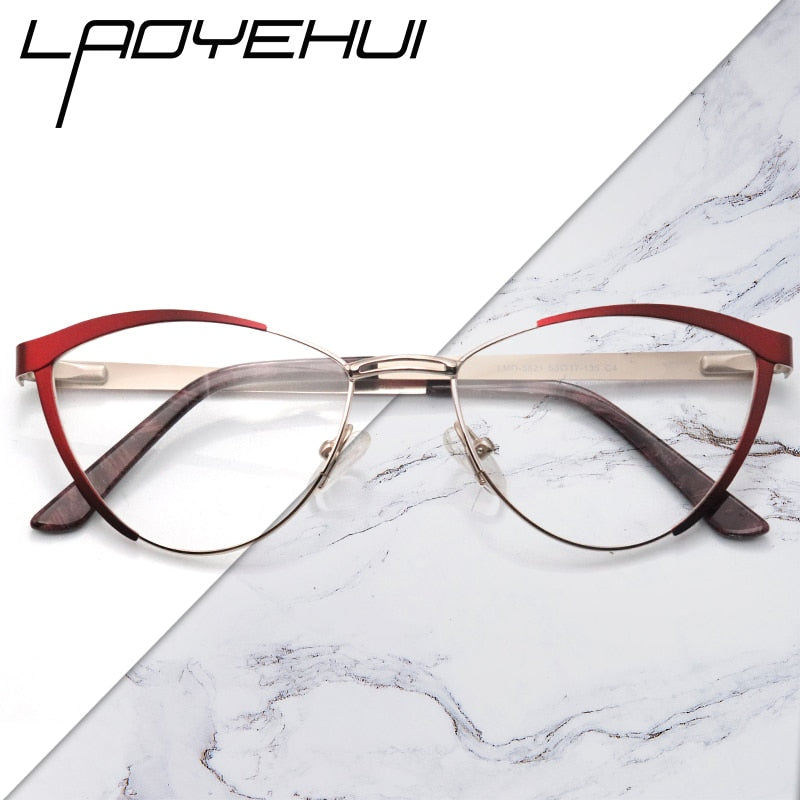 Laoyehui Women's Eyeglasses Cat Eye Alloy Frame 5821 Full Rim Laoyehui