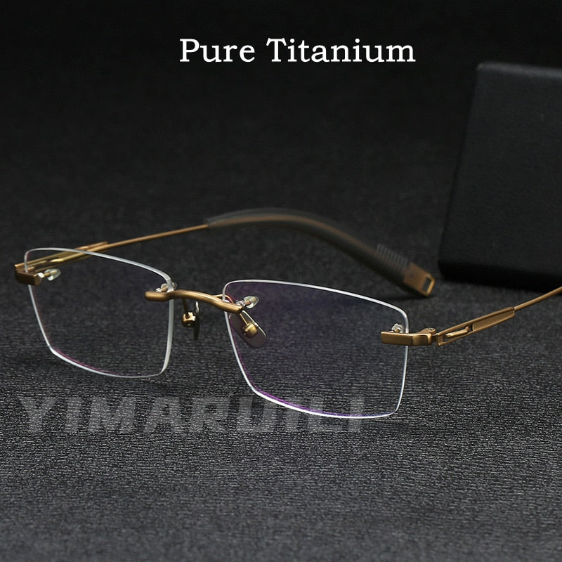 Yimaruili Men's Rimless Square β Titanium Frame Eyeglasses 80816 Rimless Yimaruili Eyeglasses