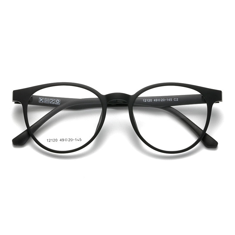 Yimaruili Unisex Full Rim Resin Frame Eyeglasses + 5 Polarized Magnetic Clip On Sunglasses 12120 With Clip Ons Yimaruili Eyeglasses