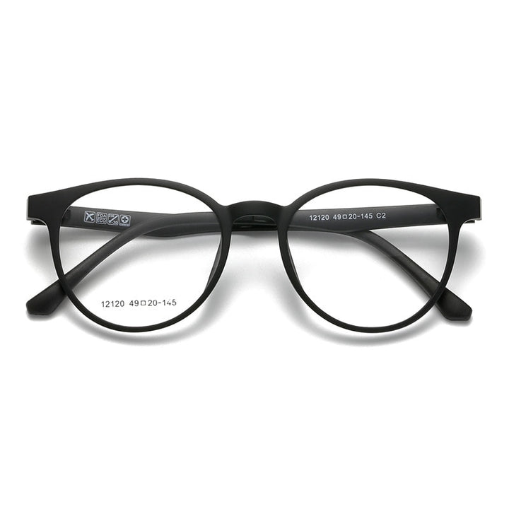 Yimaruili Unisex Full Rim Resin Frame Eyeglasses + 5 Polarized Magnetic Clip On Sunglasses 12120 With Clip Ons Yimaruili Eyeglasses
