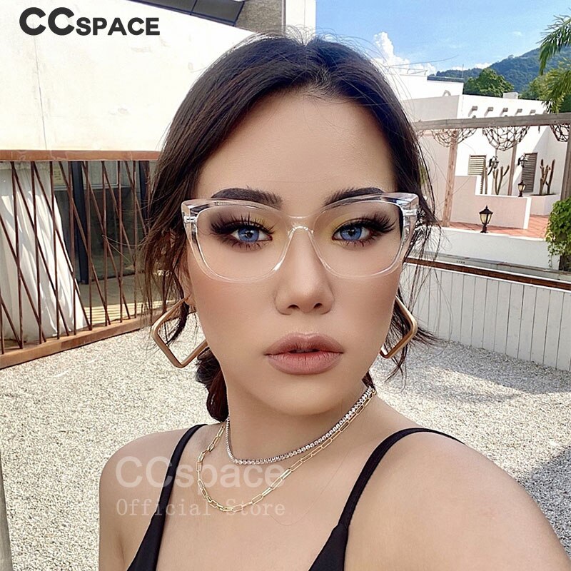 CCspace Unisex Full Rim Square Cat Eye Tr 90 Titanium Frame Eyeglasses 51014 Full Rim CCspace