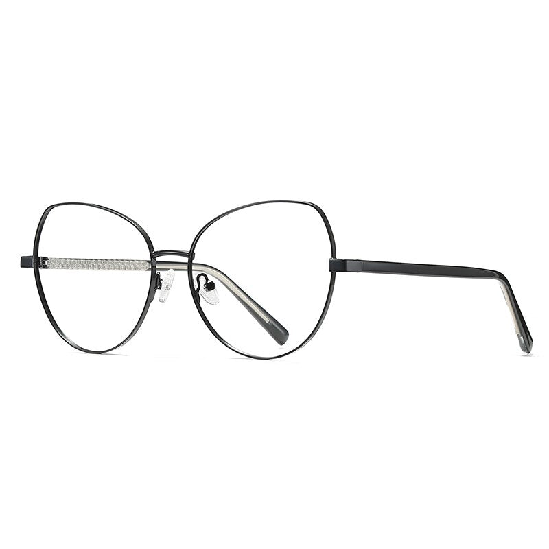 Hotochki Women's Full Rim Cat Eye Alloy Frame Eyeglasses 3001 Full Rim Hotochki black