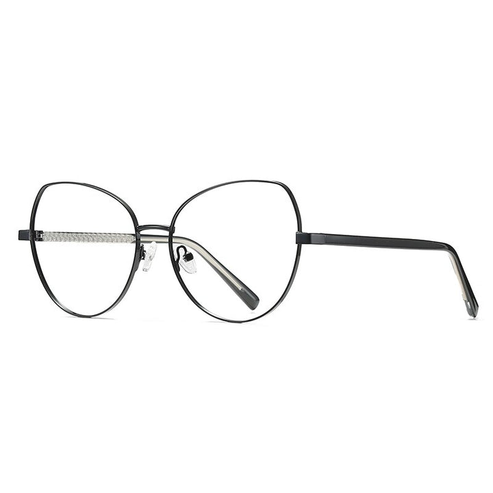 Hotochki Women's Full Rim Cat Eye Alloy Frame Eyeglasses 3001 Full Rim Hotochki black