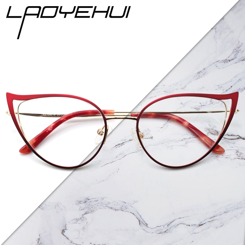Laoyehui Women's Eyeglasses Cat Eye Alloy Reading Glasses Black White Green 9016 Reading Glasses Laoyehui