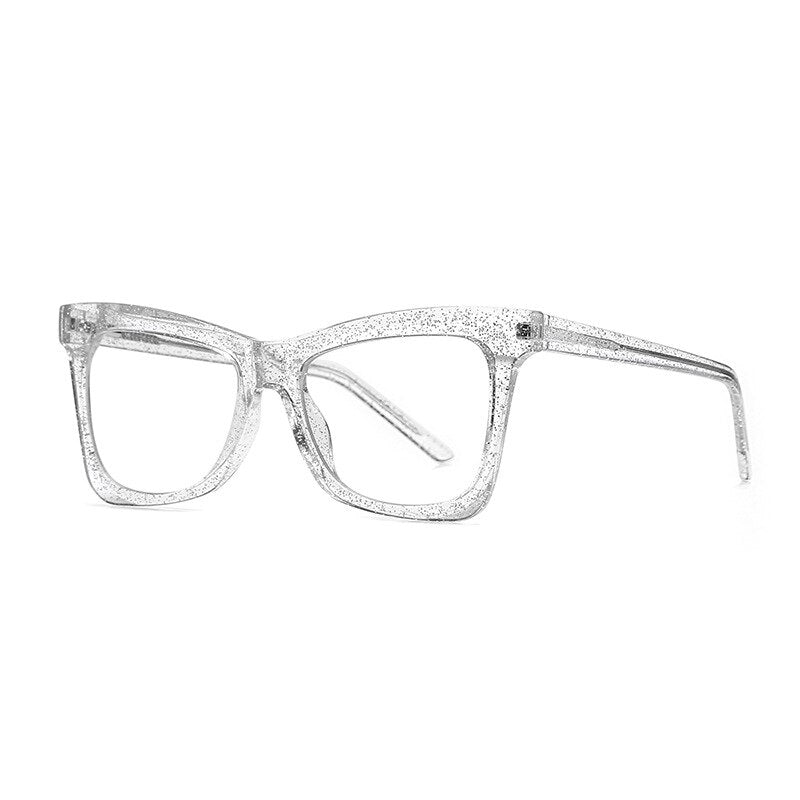 CCspace Unisex Full Rim Square Cat Eye Tr 90 Titanium Frame Eyeglasses 49547 Full Rim CCspace C2Clear