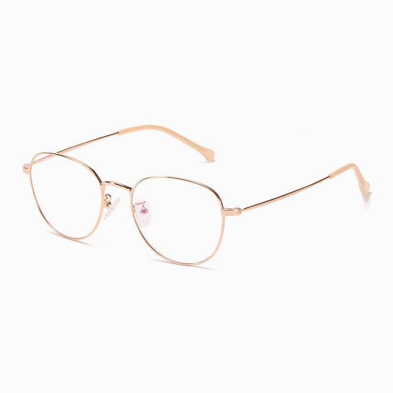 Hotony Unisex Full Rim Polygon Round Alloy Eyeglasses 7444 Full Rim Hotony Gold