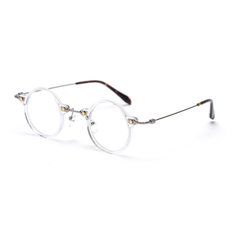 CCspace Unisex Full Rim Roud Acetate Frame Eyeglasses 49811 Full Rim CCspace C2Clear