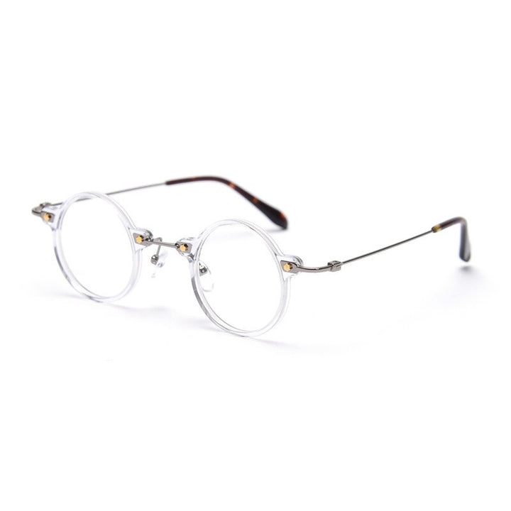 CCspace Unisex Full Rim Roud Acetate Frame Eyeglasses 49811 Full Rim CCspace C2Clear