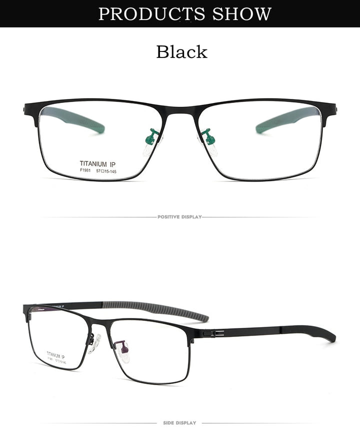 Yimaruili Men's Full Rim Square β Titanium Frame Eyeglasses F1981 Full Rim Yimaruili Eyeglasses