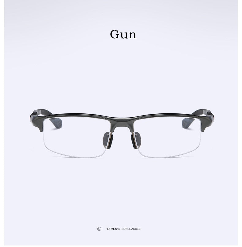 Yimaruili Men's Semi Rim Aluminum Magnesium Rectangular Frame Eyeglasses Y3121 Semi Rim Yimaruili Eyeglasses