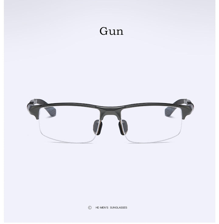 Yimaruili Men's Semi Rim Aluminum Magnesium Rectangular Frame Eyeglasses Y3121 Semi Rim Yimaruili Eyeglasses