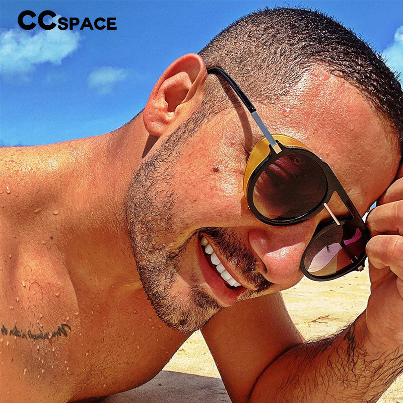 CCspace Unisex Full Rim Round Resin Steampunk Frame Sunglasses 46122 Sunglasses CCspace Sunglasses
