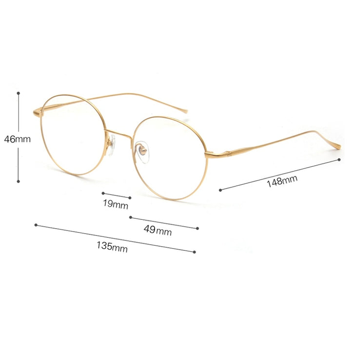Muzz Unisex Full Rim Round Titanium Frame Eyeglasses 164044 Full Rim Muzz