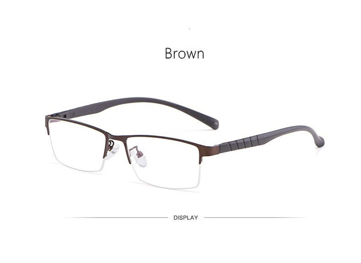 Yimaruili Men's Semi Rim Alloy Frame Eyeglasses 89033 Semi Rim Yimaruili Eyeglasses