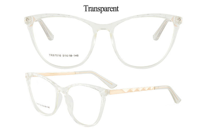 Hotony Women's Full Rim TR 90 Resin Round Cat Eye Frame Eyeglasses 7010 Full Rim Hotony