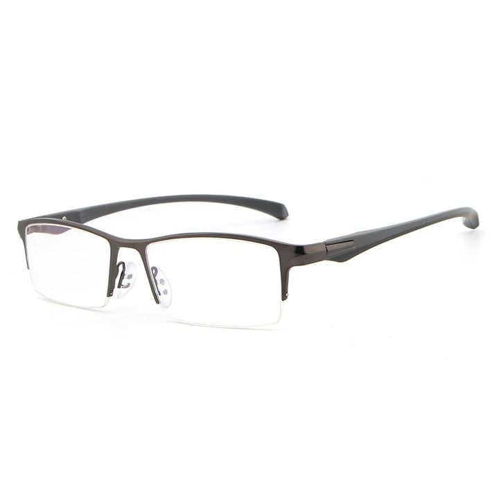 Hdcrafter Men's Semi Rim TR 90 Titanium Rectangle Frame Eyeglasses 9065 Semi Rim Hdcrafter Eyeglasses