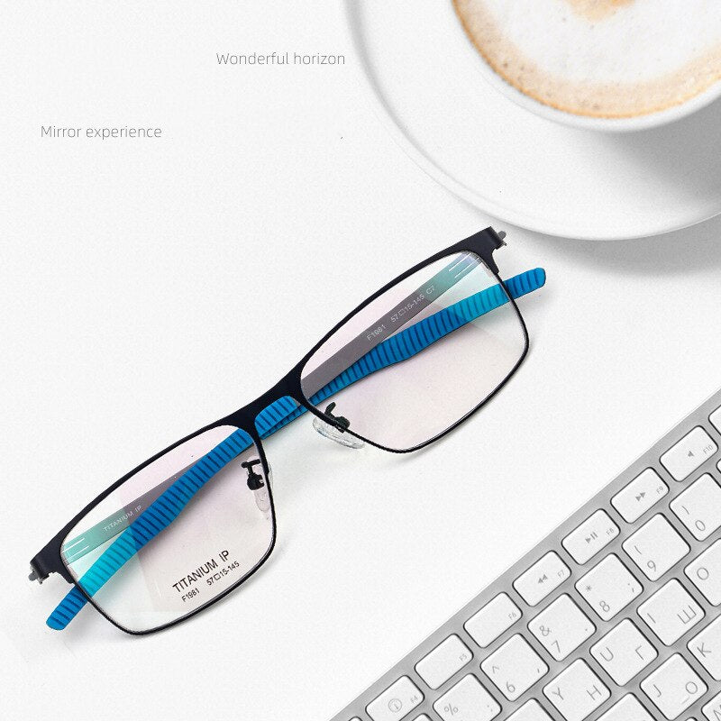 Yimaruili Men's Full Rim Square β Titanium Frame Eyeglasses F1981 Full Rim Yimaruili Eyeglasses
