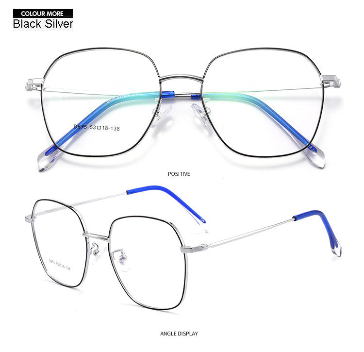 Hotony Unisex Full Rim Polygon Alloy Frame Spring Hinge Eyeglasses D875 Full Rim Hotony