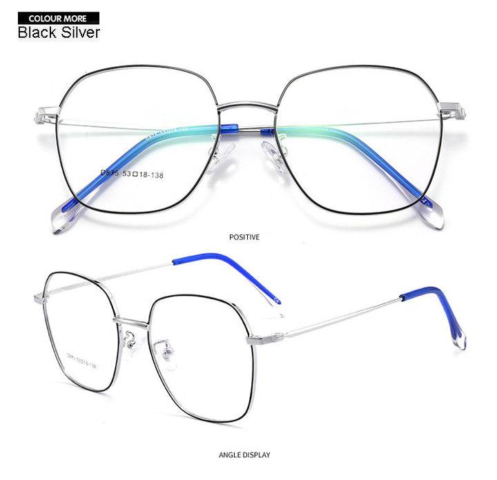Hotony Unisex Full Rim Polygon Alloy Frame Spring Hinge Eyeglasses D875 Full Rim Hotony