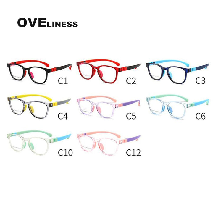 Oveliness Unisex Children's Full Rim Square Round Tr 90 Titanium Eyeglasses Olp06 Full Rim Oveliness